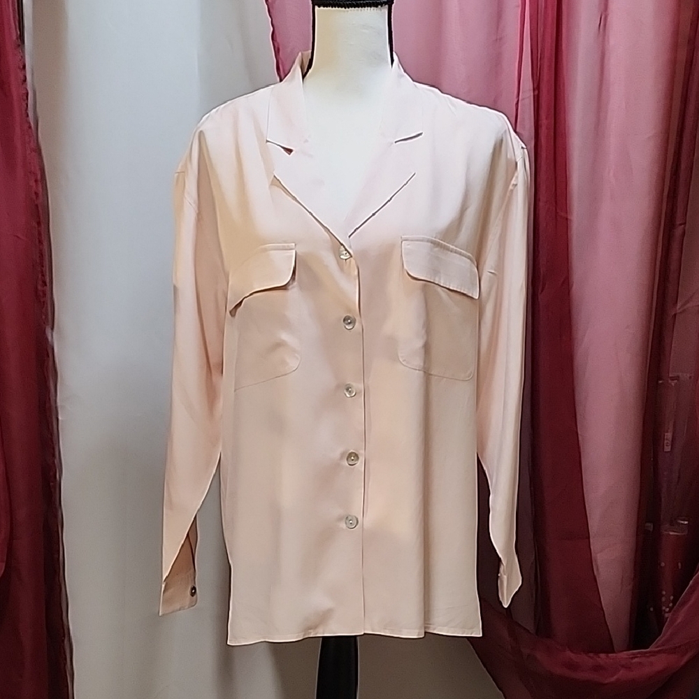 Nordstrom, the Catelog, Vintage, 100% Silk Button-Up Blouse, size L